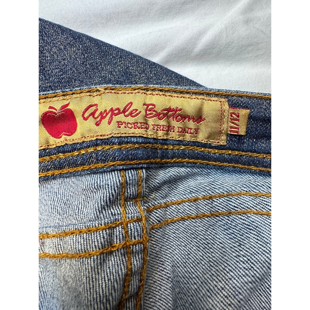 Apple Bottoms Gold Shimmer Metallic Dark Wash Straight Leg Jeans Womens 11/12 - Picture 15 of 16